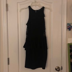 LBD Black Dress w/Lace Sides & Peplum